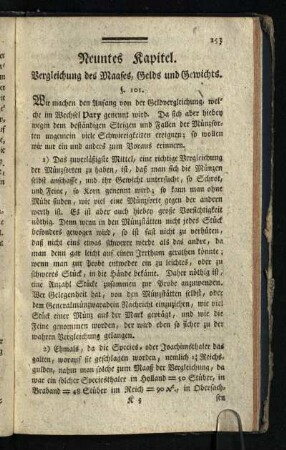 Neuntes Kapitel: Vergleichung des Maaßes, Gelds und Gewichts