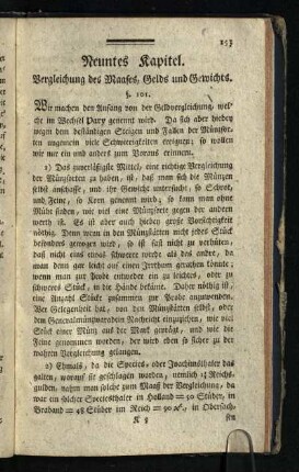 Neuntes Kapitel: Vergleichung des Maaßes, Gelds und Gewichts