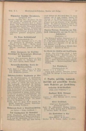 C. Banken, politische, landwirthschaftliche und gewerbliche Vereine, sowie Anstalten zur Fortbildung.
