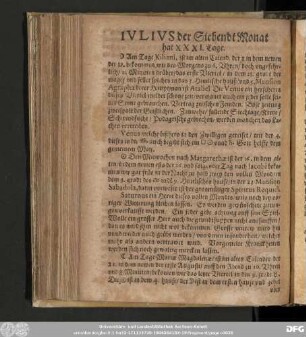 Iulius der Siebendt Monat hat XXXI. Tage.
