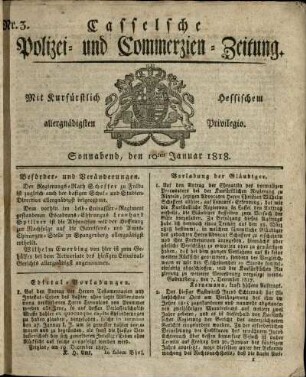 Nr. 3, Sonnabend, den 10ten Januar 1818