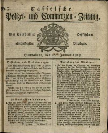 Nr. 3, Sonnabend, den 10ten Januar 1818