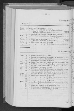 Abrechnung für das Jahr 1907.