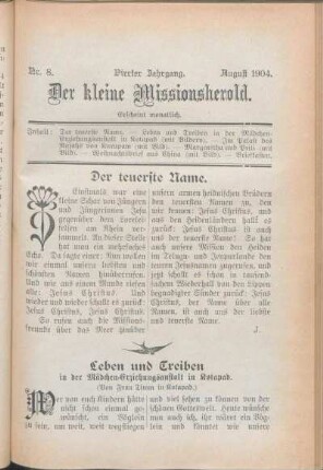 Nr. 8. Vierter Jahrgang. August 1904.