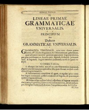 II. Lineae Primae Grammaticae Universalis.