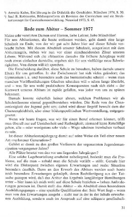 Rede zum Abitur - Sommer 1977