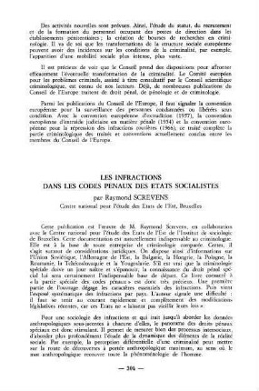 304, Les infractions dans les codes pénaux des Etats socialistes, par Raymond Screvens