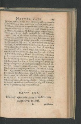 Caput XIII. Nullam quantitatem in infinitum augeri vel minui.