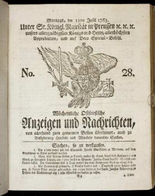 No. 28. Montags, den 11ten Julii 1763.