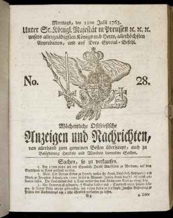 No. 28. Montags, den 11ten Julii 1763.