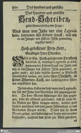 Das Hundert und zwölfte Send-Schreiben