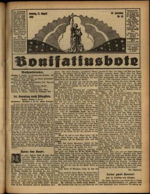 Erste Ausgabe vom Sonntag, den 21. August 1932.