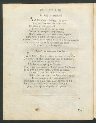 La Mort au Marchand = Der Tod zum Kauffmann