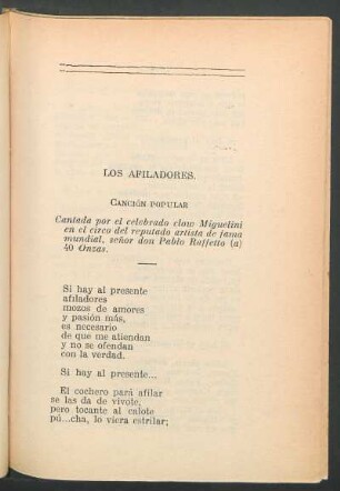 Los afiladores : Canción popular