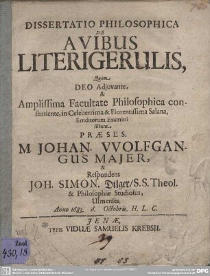 Disputatio Philosophica De avibus literigerulis