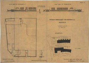 Fischer, Theodor; München - Laim; Wohnsiedlung Terraingesellschaft Neu-Westend - Baublock II. Einfriedung zu Haus 'F' (Lageplan, Ansichten, Schnitt)