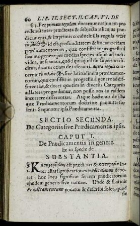Sectio Secunda. De Categoriis sive Prædicamentis ipsis.