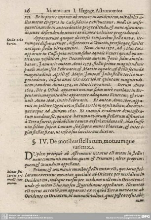 IV. De motibus stellarum, motuumque varietate.
