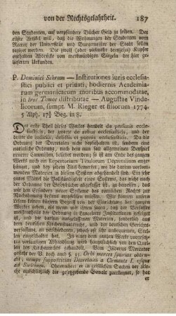 Institutiones iuris ecclesiastici publici et privati, hodiernis academiarum germanicarum moribus accommodatae. Tom.I-III.
