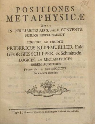 Positiones metaphysicae