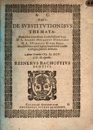 De substitutionibus themata