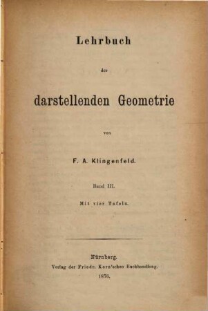 Lehrbuch der darstellenden Geometrie, 3