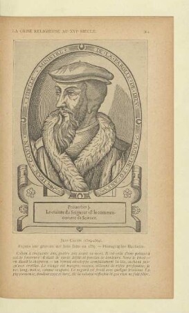 Jean Calvin (1509 - 1564). d'après une gravure sur bois faite en 1559 - Photographie Hachette