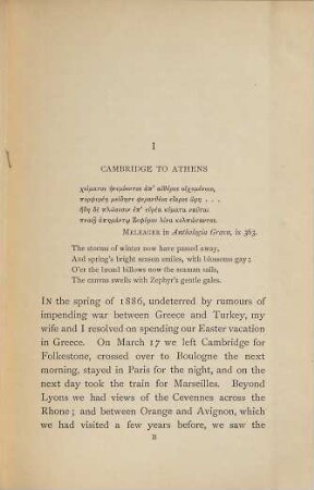 An Easter vacation in Greece with lists of books on Greek travel and topography and time-tables of Greek steamers and railways : With a map of Greece, and a plan af Olympia