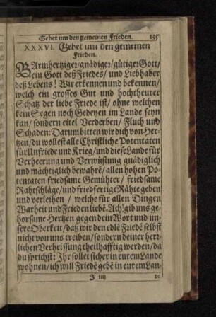 XXXVI. Gebet um den gemeinen Frieden.