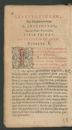 Liber Primus. De Iustitia Et Iure.