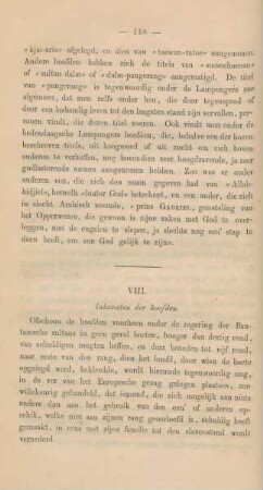 VIII. Inkomsten der hoofden