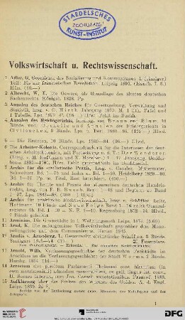 Volkswirtschaft und Rechtswissenschaft (Nr. 1-260)