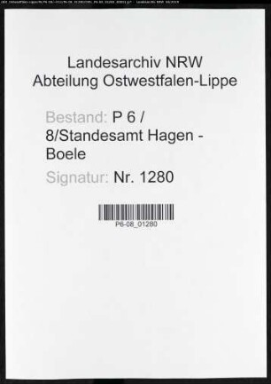 Sterberegister Standesamt Hagen-Boele (Hagen III)
