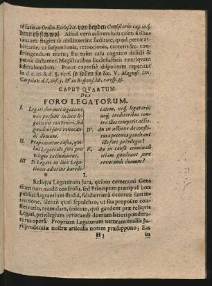 Caput Quartum. De Foro Legatorum.
