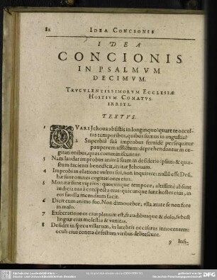 Idea Concionis In Psalmum Decimum