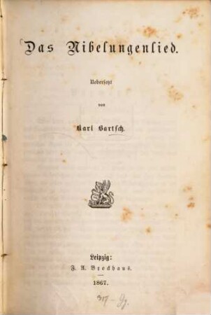 Das Nibelungenlied : Uebersetzt von Karl Bartsch