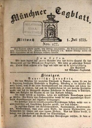 Münchener Tagblatt. 1835,[2] = Jg. 9, Juli - Dez.
