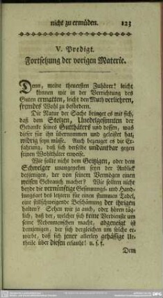 V. Predigt. Fortsetzung der vorigen Materie