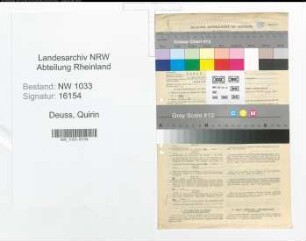 Entnazifizierung Quirin Deuss , geb. 19.01.1896 (Arbeiter)
