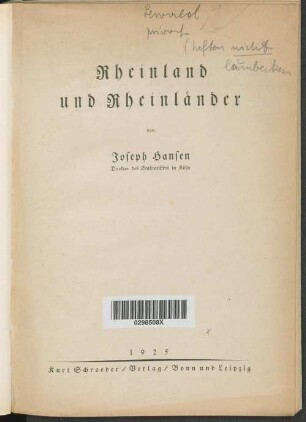 Rheinland und Rheinländer