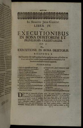 Tit. I. De Executione In Bona Debitoris.