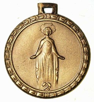 Medaille mit Darstellung der Heiligen Barbara