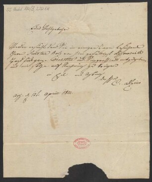 Brief an B. Schott's Söhne : 15.08.1822