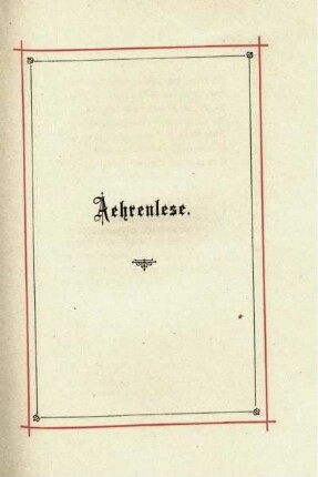 Aehrenlese.