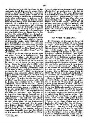 Aus Bremen im Juni 1855