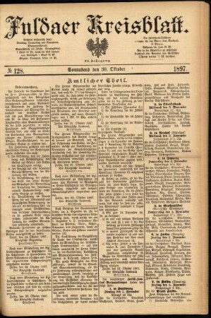Erste Ausgabe vom Samstag, den 30. Oktober 1897.