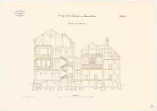 Landgericht, Saarbrücken: Schnitt durch Mittelachse 1:100