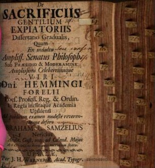 De sacrificiis gentilium expiatoriis dissertatio gradualis