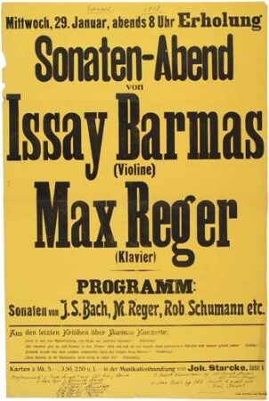 Konzertplakat Sonaten-Abend