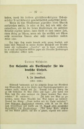 Dritter Abschnitt. Der Gesandte als Vorkämpfer für die deutsche Einheit (1851-1862)